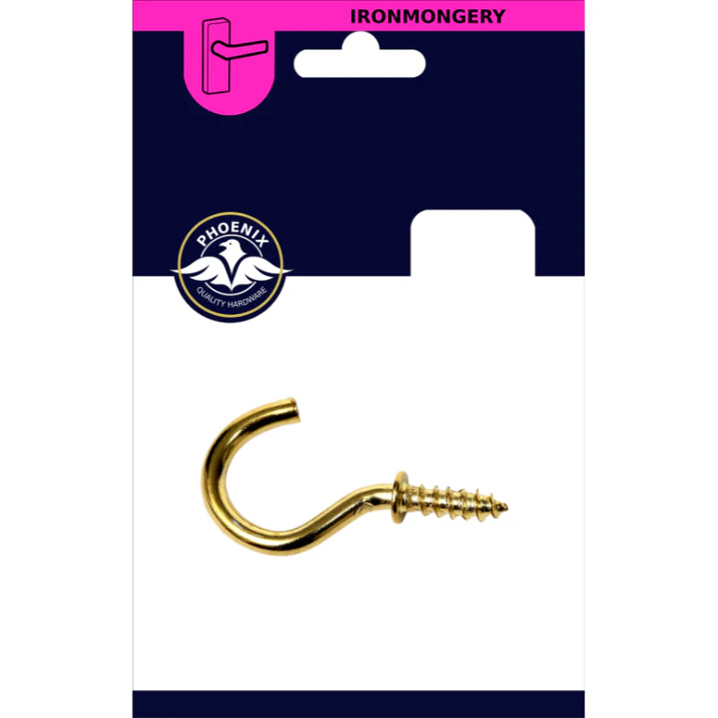 1 Inch Brass Cup Hook - 4 Pack