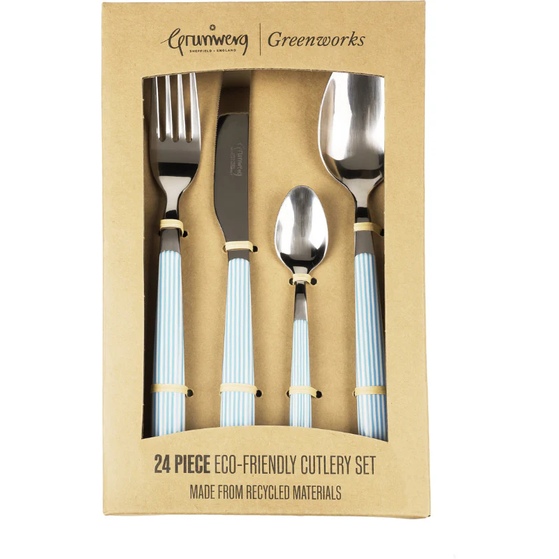 Grunwerg 24 Piece Cutlery Set Seersucker Stripe - Image 3