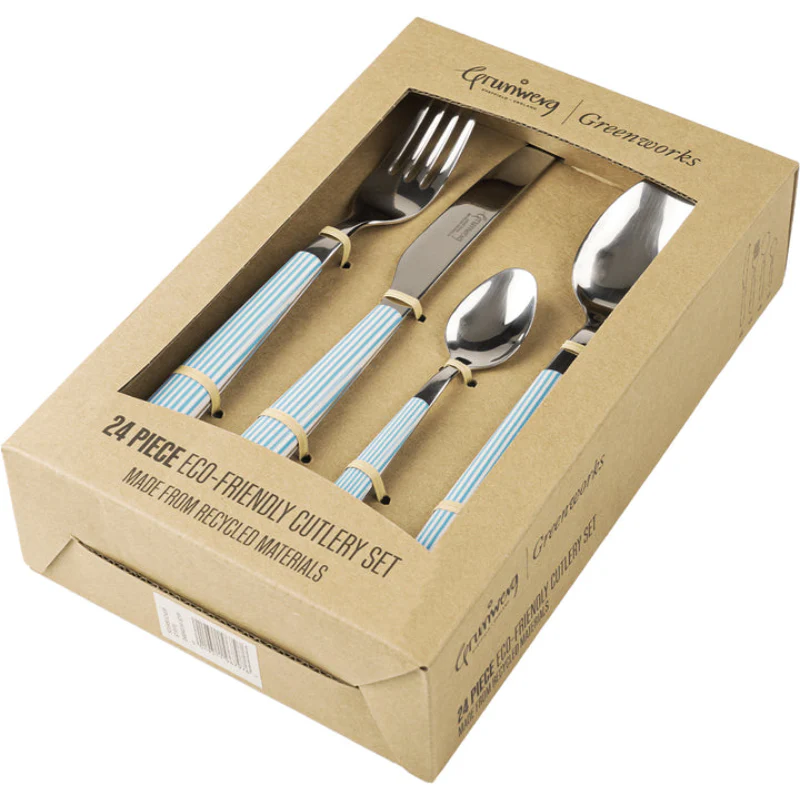 Grunwerg 24 Piece Cutlery Set Seersucker Stripe - Image 4