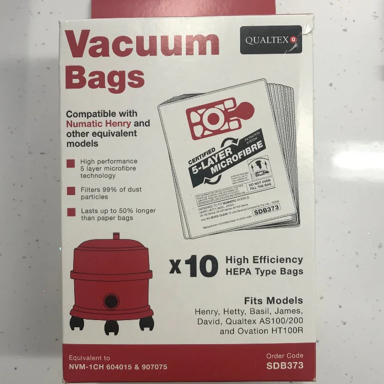 Qualtex Bag No. NVM-1CH 604015 & 907075 Microfibre Vacuum Cleaner Bag Numatic Henry Hoover 10 Pack