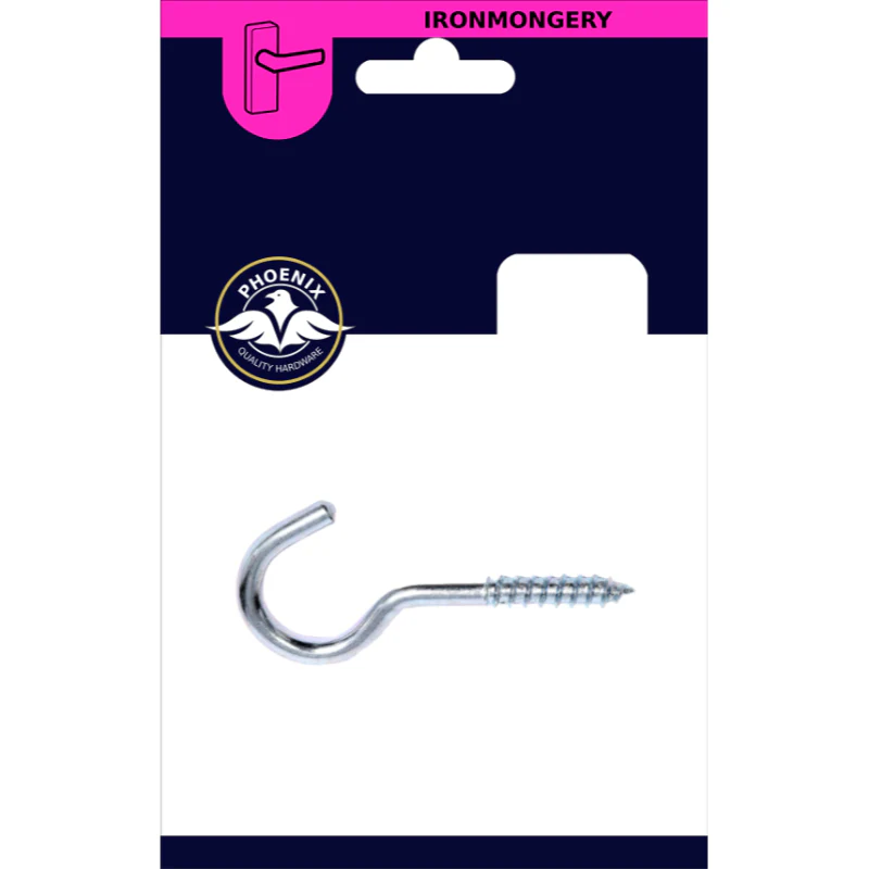 60 x 100mm Screw Hooks Zinc Coated - 2 Pack