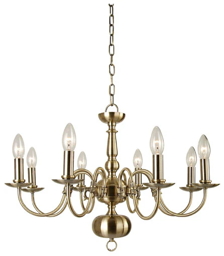 8 Light Brass Flemish Fitting