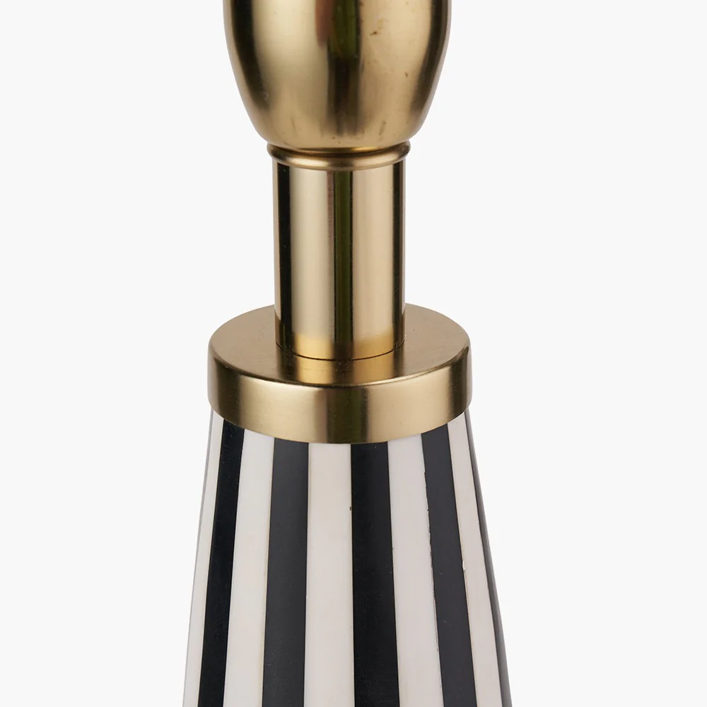 Alejo Black and White Stripe Conical Resin Table Lamp Base with Harry 35cm Black Cotton Mix Cylinder Lampshade - Image 4