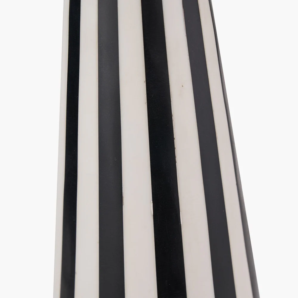 Alejo Black and White Stripe Conical Resin Table Lamp Base with Harry 35cm Black Cotton Mix Cylinder Lampshade - Image 5