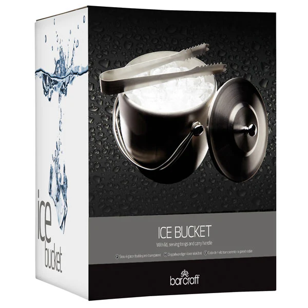 BarCraft Ice Bucket With Lid And Tongs - Image 2