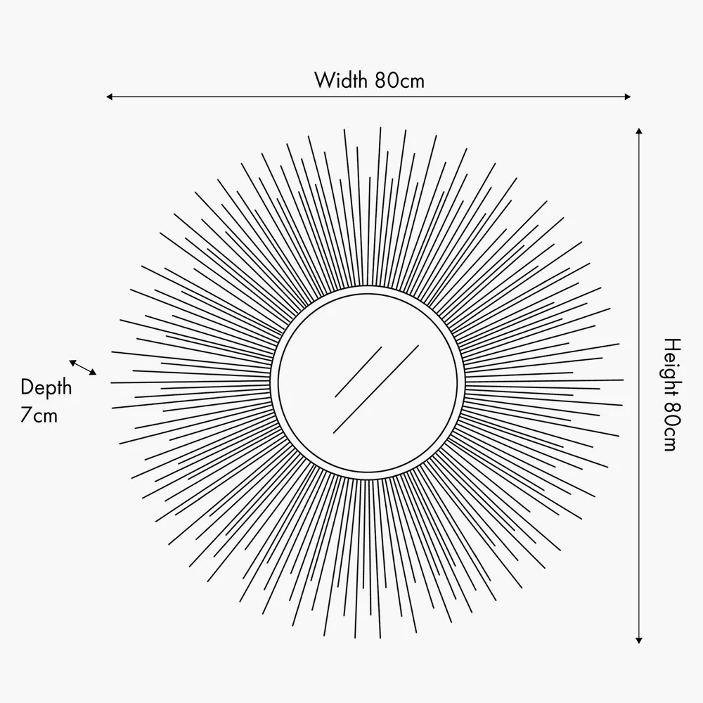 Black and Gold Metal Starburst Design Round Wall Mirror - Image 7