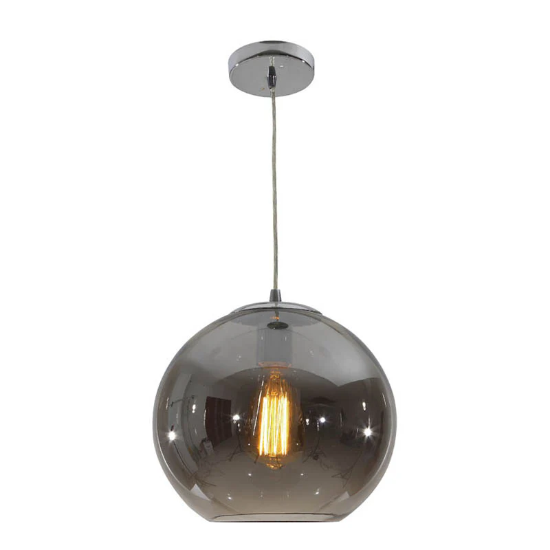Black Smoke Glass Globe Pendant 350mm