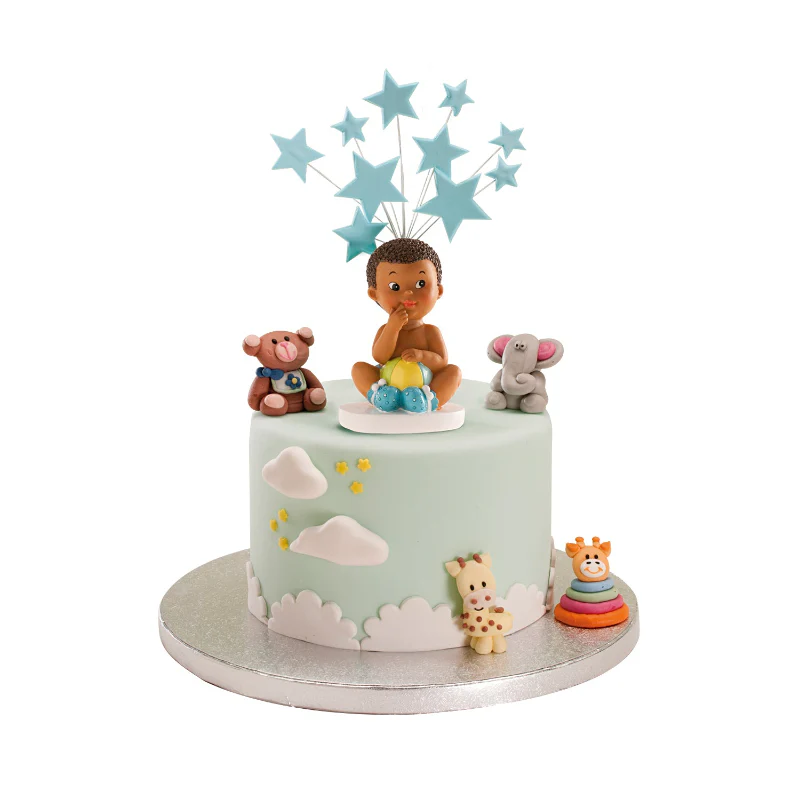 CAKE CHRISTENING FIGURINE BOY SITTING WITH A BALL 10 CM Cake Topper - Image 2