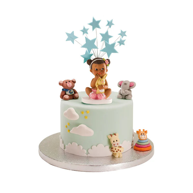 CAKE CHRISTENING FIGURINE GIRL SITTING WITH A RABBIT 10 CM Cake Topper - Image 2