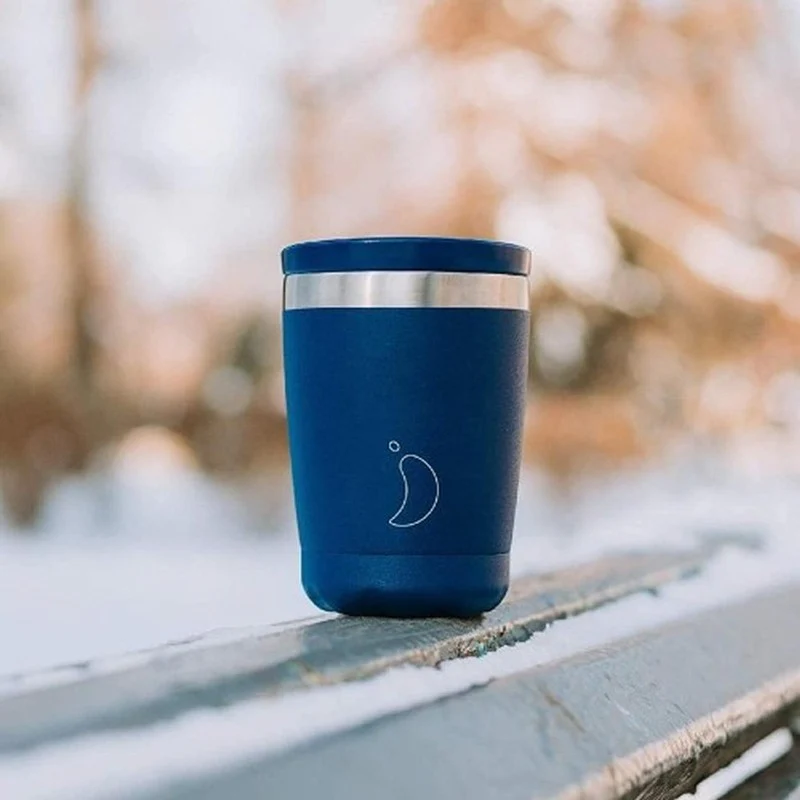 Chilly's Coffee Cup Travel Mug Matte Blue 340ml - Image 2