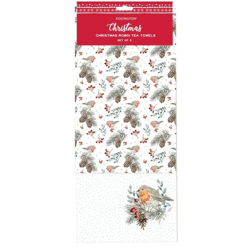 Christmas Robin Tea Towel