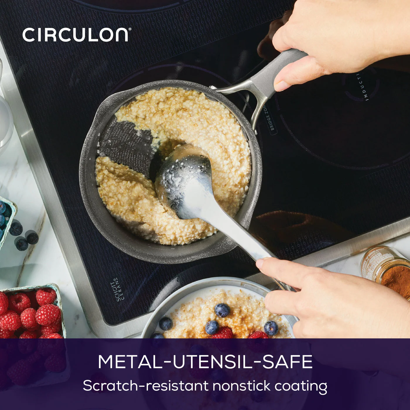 Circulon ScratchDefense Extreme Non-Stick Straining Saucepan & Lid Set - Image 4