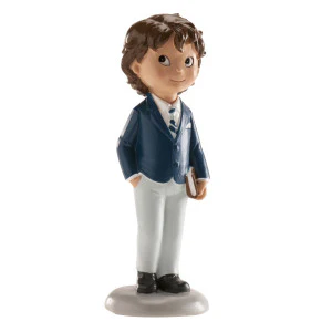 Communion Boy Cake Topper Blue Suit 13cm