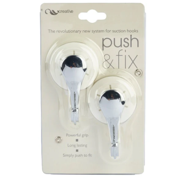 Creative Push and Fix Suction Hooks - 2 Pack