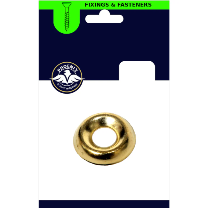 Phoenix Brass Plated Screw Cup Washer No.10 - 20 Pack