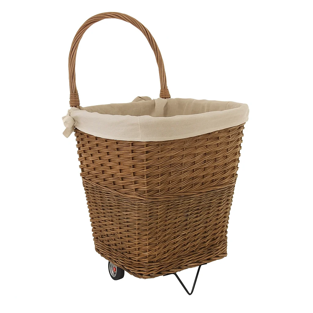 De Vielle Large Natual Wicker Firelog Cart with Canvas Liner Grey - Image 2