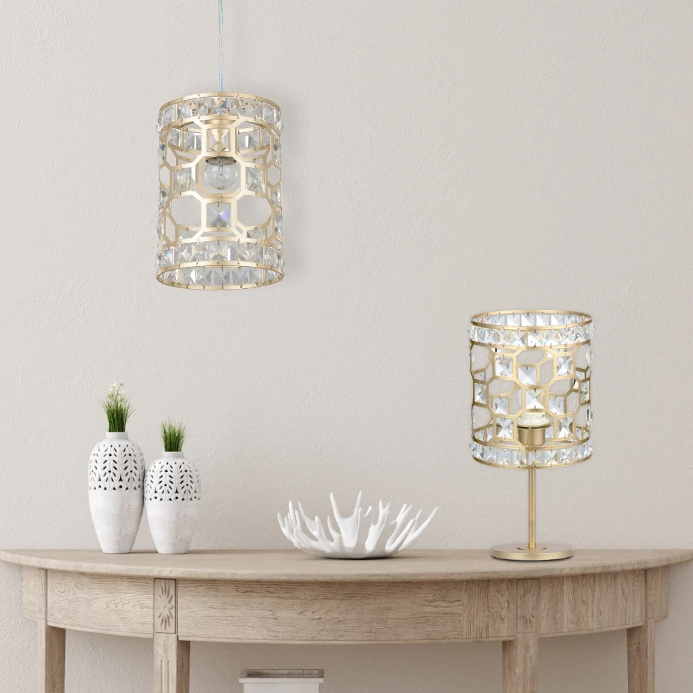 Diana 1 Light Crystal Table Lamp Champagne Gold - Image 2