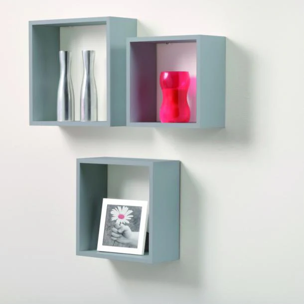 Duraline Triple Cube Floating Shelf Aluminium 12mm 30x30x12cm