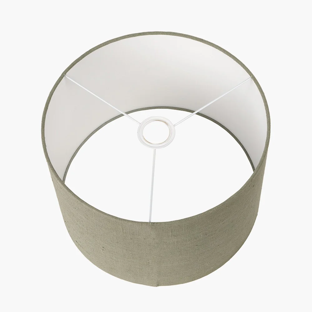 Edward 30cm Pistachio Green Linen Cylinder Lampshade - Image 3
