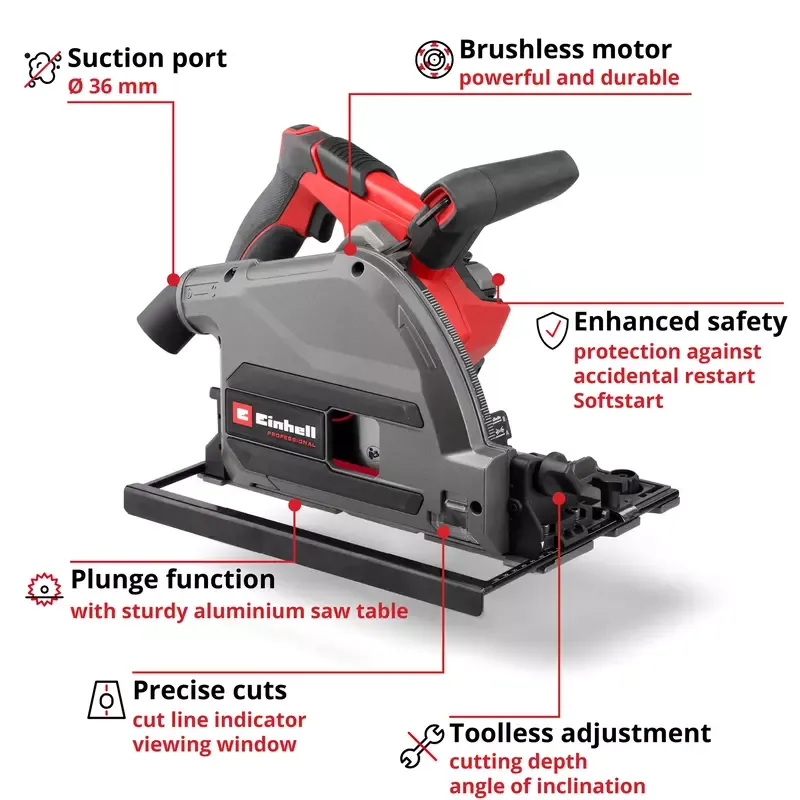 Einhell 18V Professional Brushless Plunge Saw 165mm Body Only - Image 3