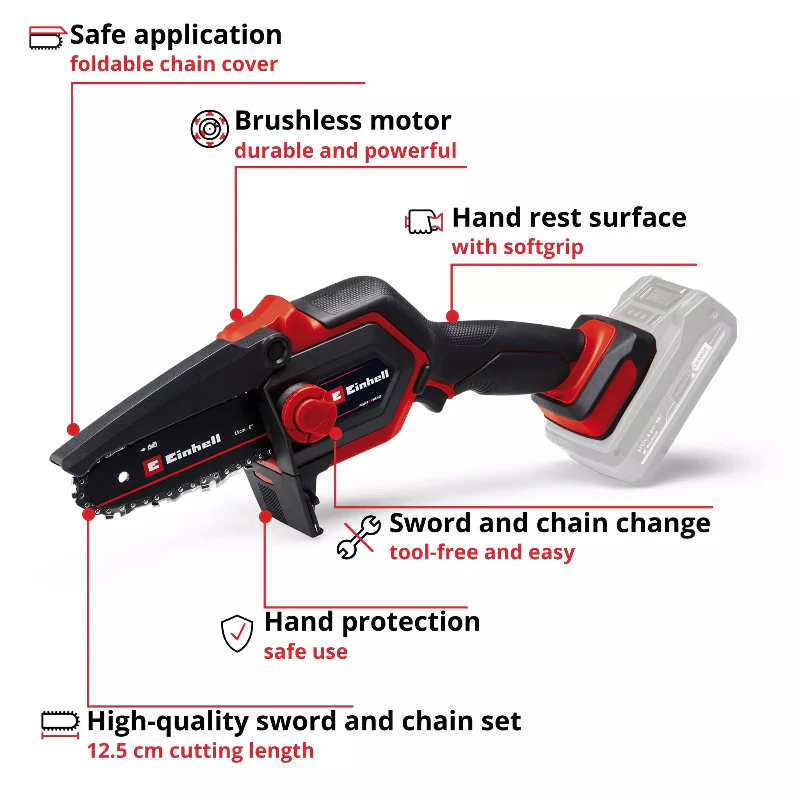 Einhell 18V 15.8cm Pruning Chainsaw - No Battery - Image 7