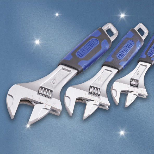 Faithfull 3 Piece Matt Chrome Adjustable Spanner Set - Image 2