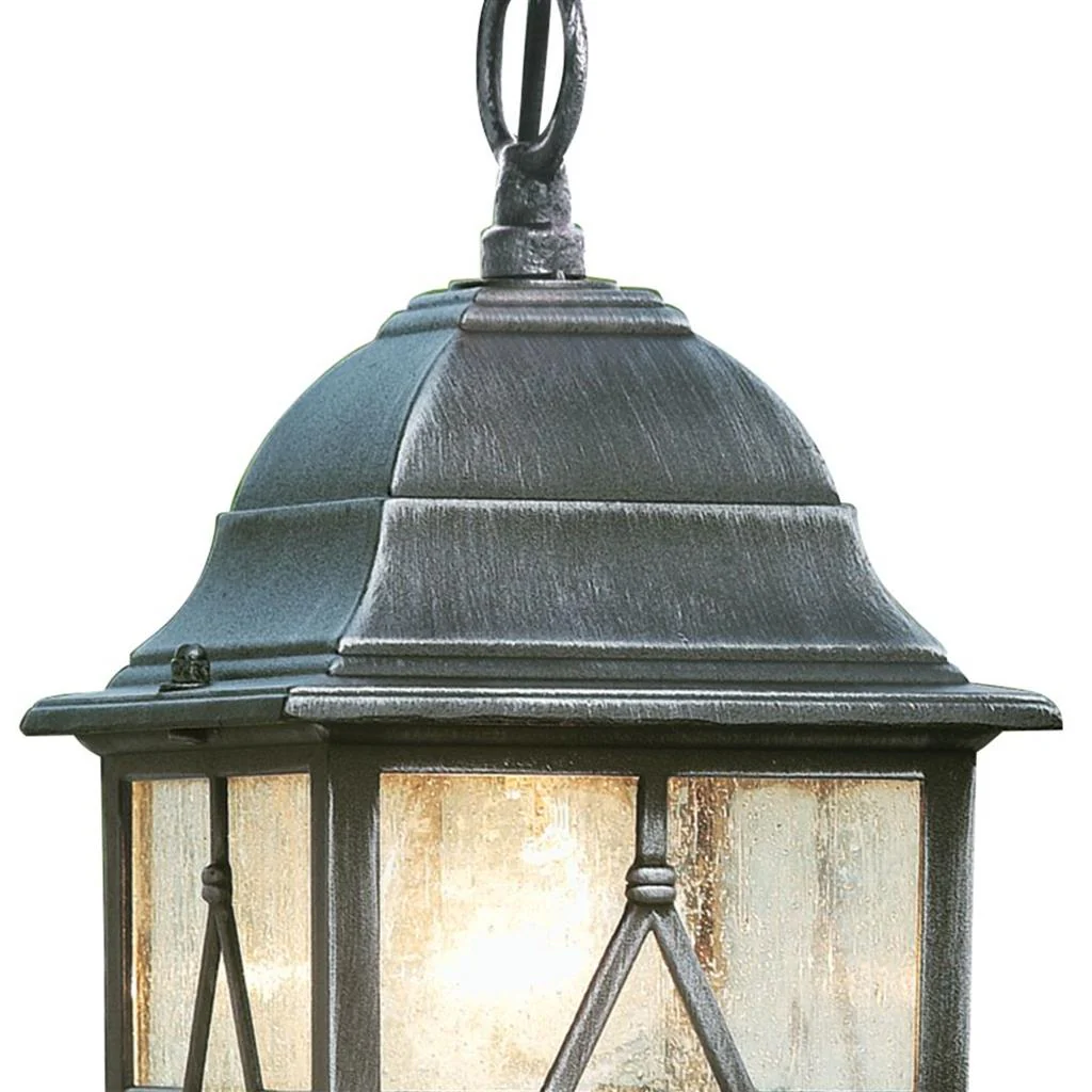 Genoa Outdoor Pendant - Black Silver Metal & Leaded Glass - Image 2
