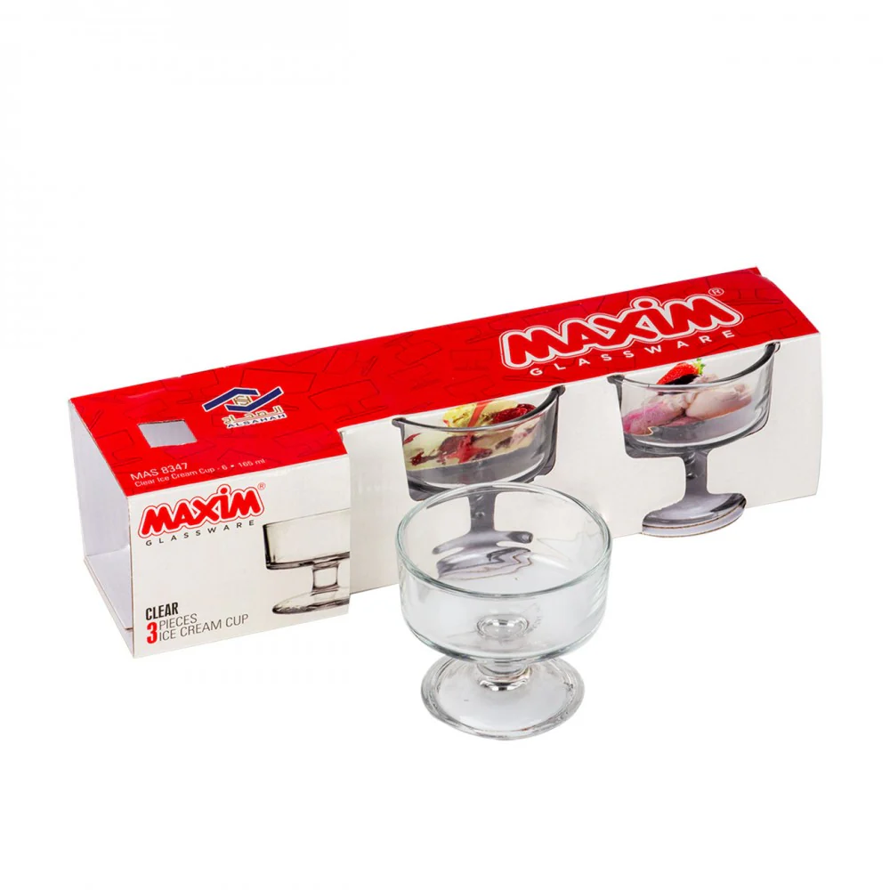 Glass Ice Cream Cups Set of 3