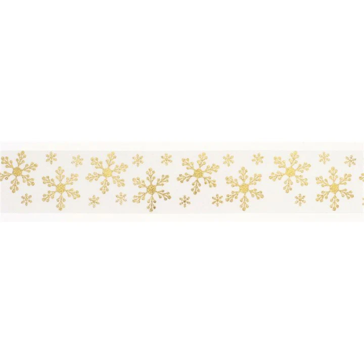 Gold & Ivory Snowflakes Ribbon