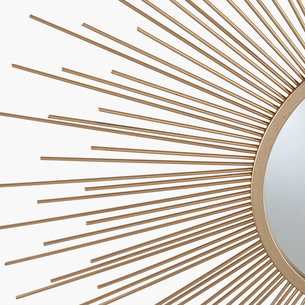Gold Metal Starburst Design Round Wall Mirror - Image 5