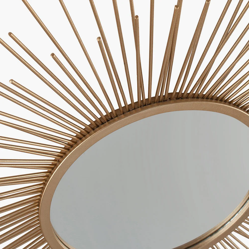 Gold Metal Starburst Design Round Wall Mirror - Image 7