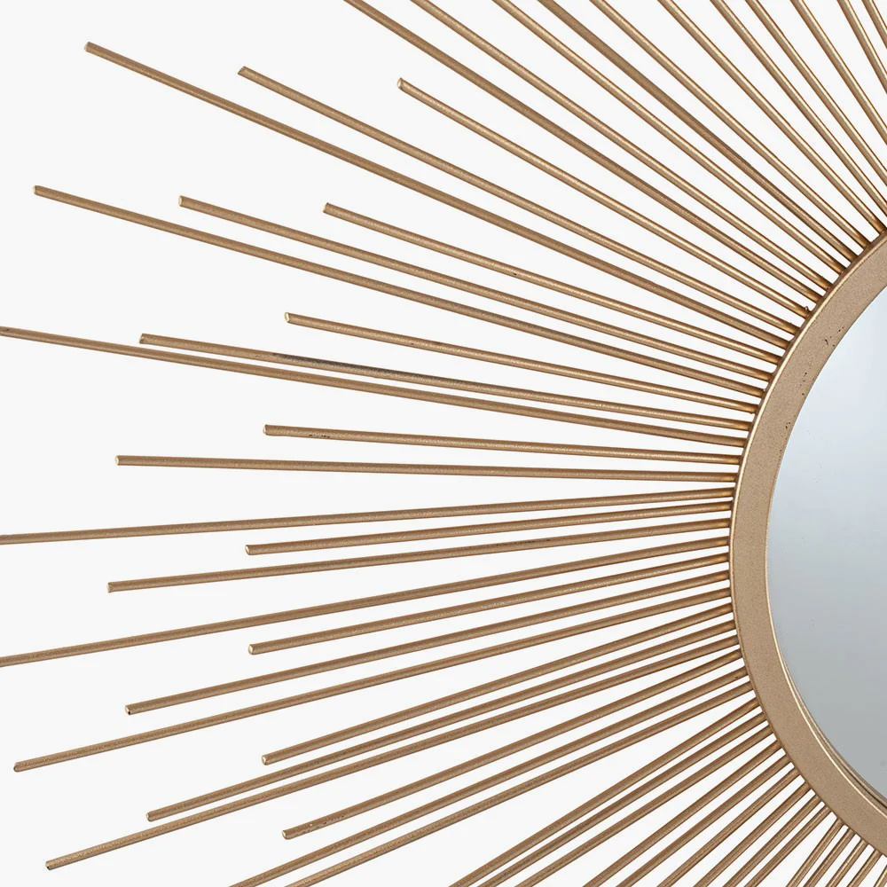 Gold Metal Starburst Design Round Wall Mirror - Image 8