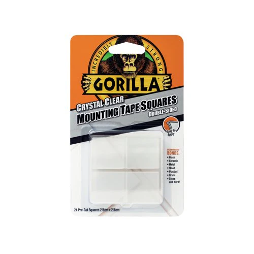 Gorilla Mounting Tape Squares Clear 2.5cm