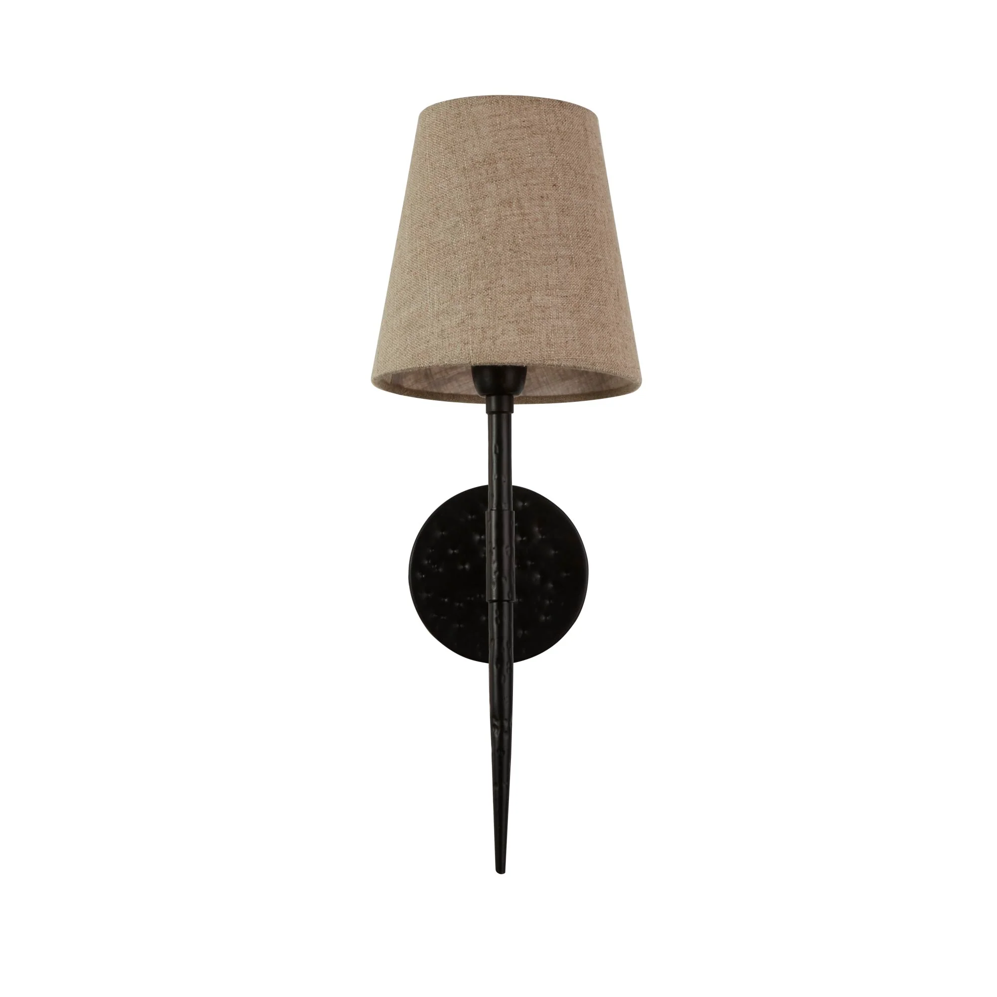 Gothic Wall Light - Hammered Black Metal & Natural Linen - Image 2