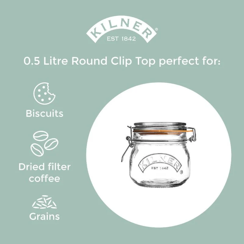 Kilner Clip Top Glass Round Storage 0.5 L - Image 2
