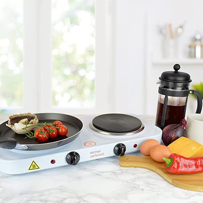 Kitchen Perfected 2000w Double Hotplate - White - Image 2