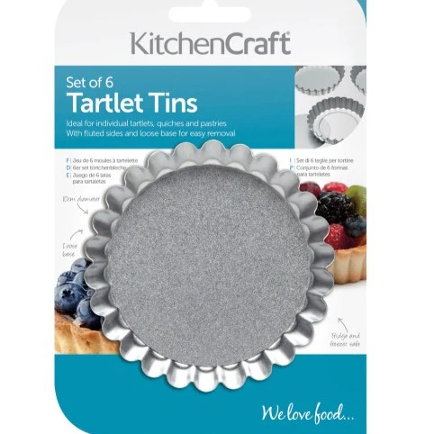 KitchenCraft Set of Six 10cm Loose Base Tart Tins - Image 2
