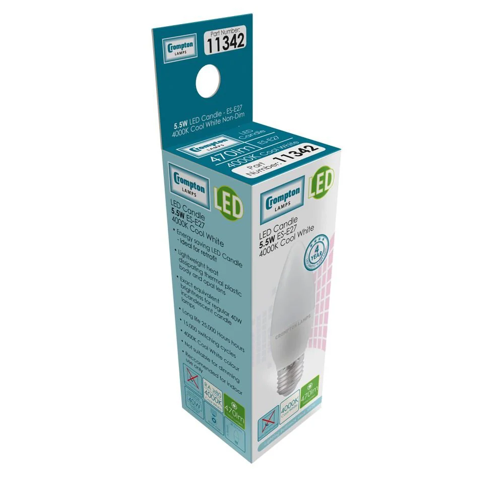 LED Candle Thermal Plastic 5.5W Bulb - Image 2