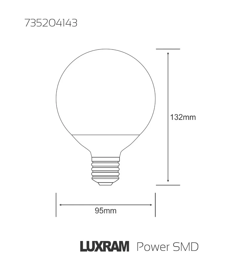 Luxram Lighting High Power SMD LED Globe 95mm 2.0 E27 14W Warm White 2700K - Image 2