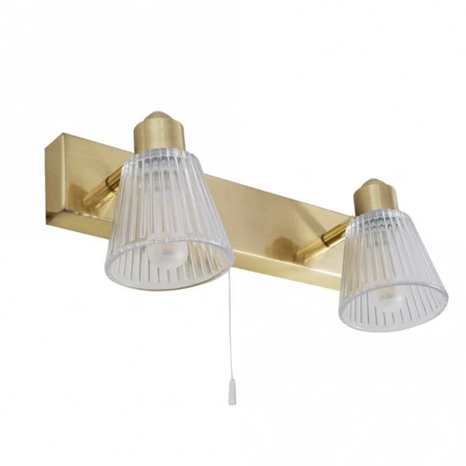Magnalux Gatsby 2 Light Bathroom Wall Light IP44 - Satin Brass - Image 2