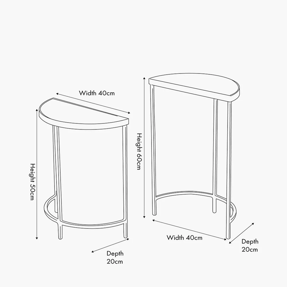 Marazzi S/2 Bevelled Glass and Black Metal Half Moon Side Tables - Image 8