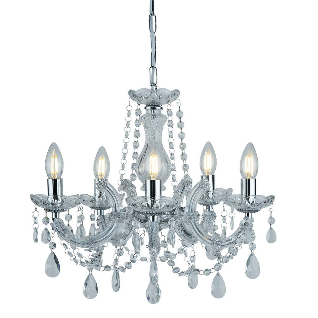 Marie Therese Chrome 5 Light Chandeliers