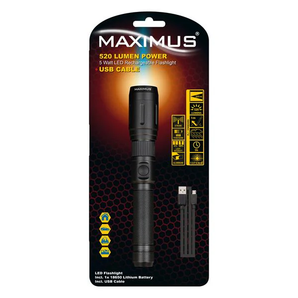 Maximus 5W LED USB Rechargeable Flashlight