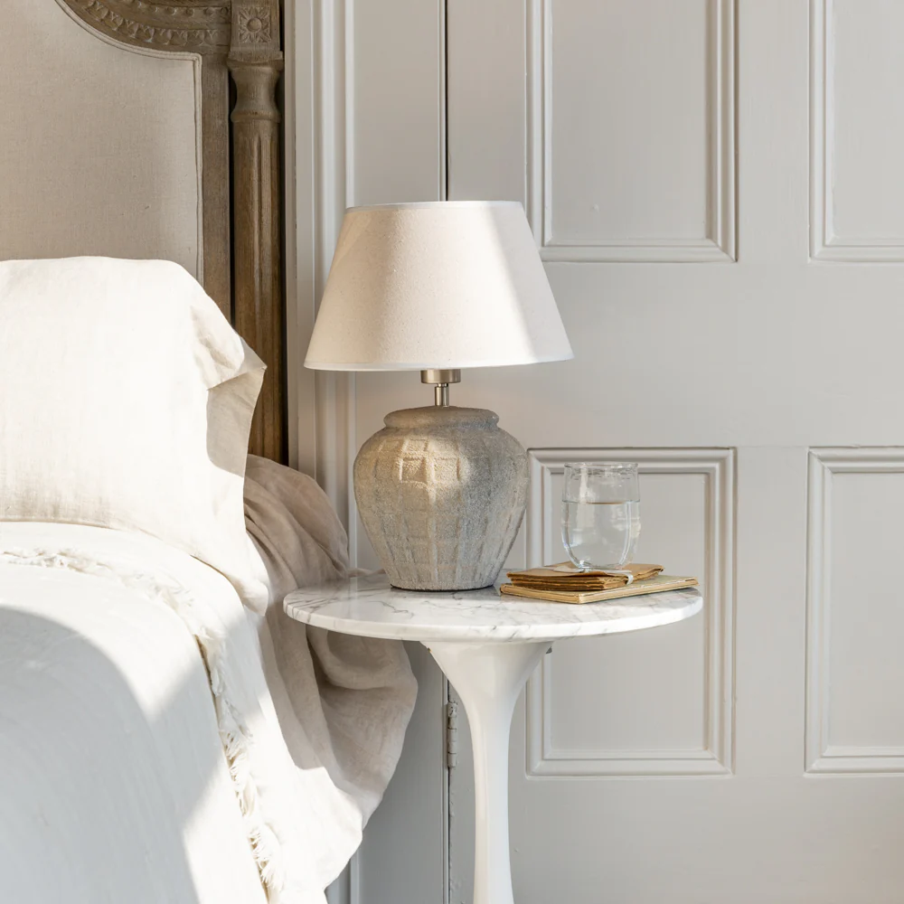 Minerva Stoneware Lamp With Cream Shade - Image 2