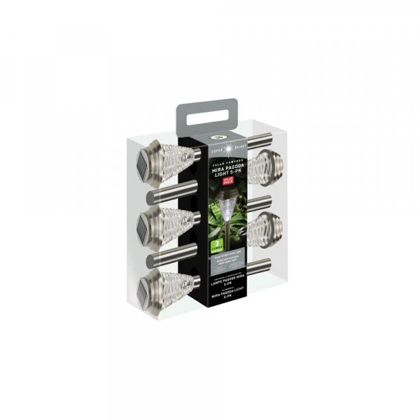 Mira Stainless Steel 3 Lumen Solar Garden Stake Light 5 Pack - Image 2