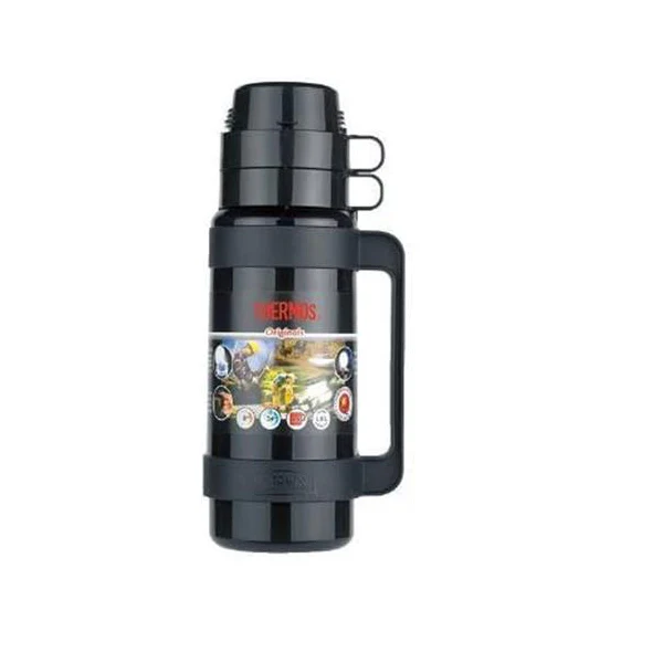 Thermos 1 Litre Glass Vacuum Flask – Hot & Cold Insulated with Twin Cups