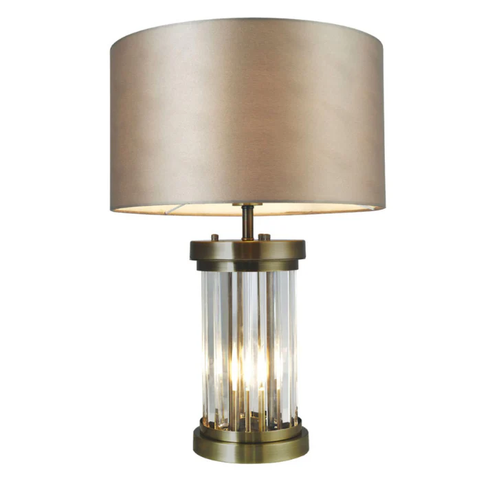 Pandora 2 Light Crystal Table Lamp Antique Brass - Image 2