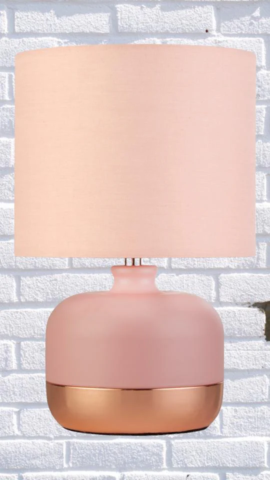 Pink & Copper Table Lamp with Pink Shade - Image 2