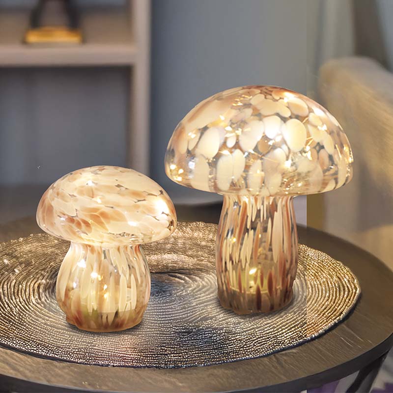 Pink & White GlassArt Mushroom