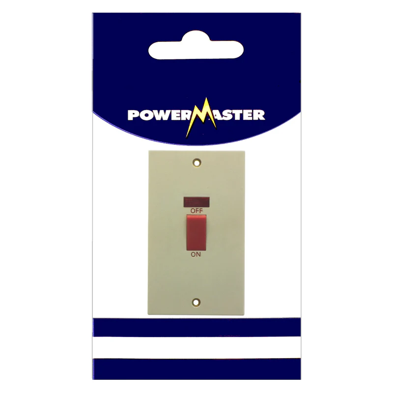 Powermaster Electrical 2 Gang 45 Amp Cooker Switch with Neon Light